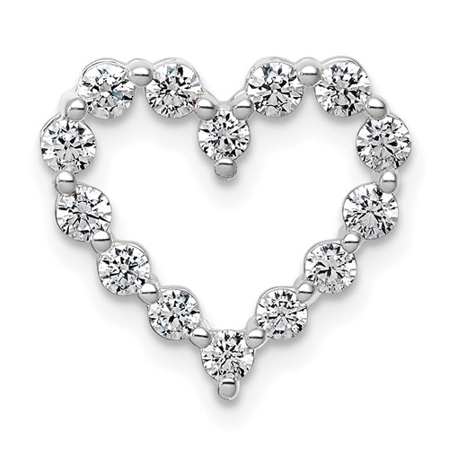 14K White Gold 0.50 Carat Lab Grown Diamond VS+ F+ Complete Heart Chain Slide Pendant