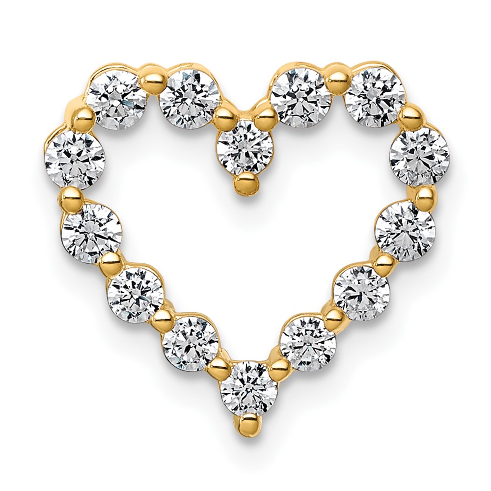 14K Yellow Gold 0.50 Carat Lab Grown Diamond VS+ F+ Complete Heart Chain Slide Pendant