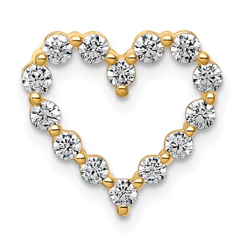 14K Yellow Gold 0.50 Carat Lab Grown Diamond VS+ F+ Complete Heart Chain Slide Pendant