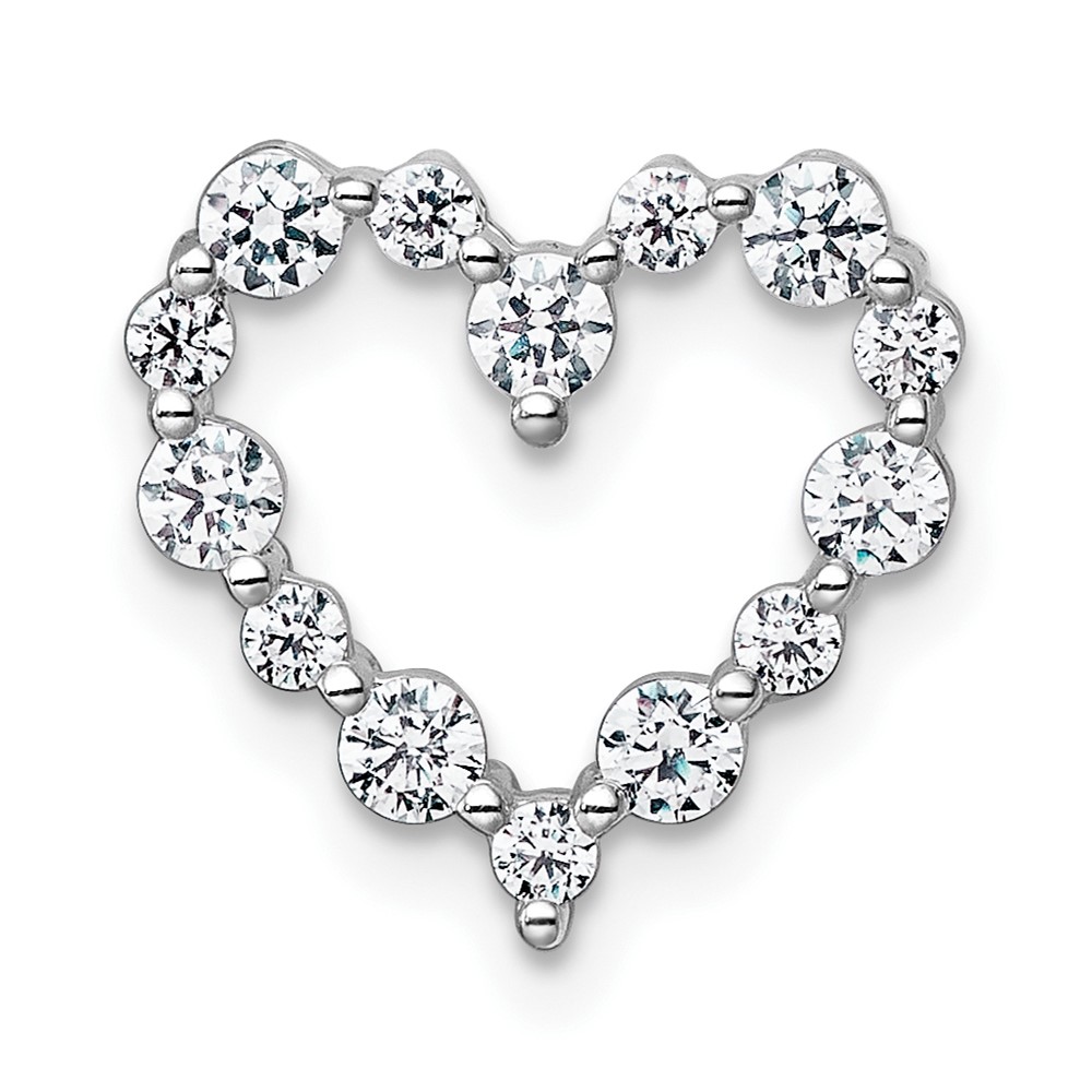 14K White Gold 0.50 Carat Lab Grown Diamond VS+ F+ Complete Heart Chain Slide Pendant