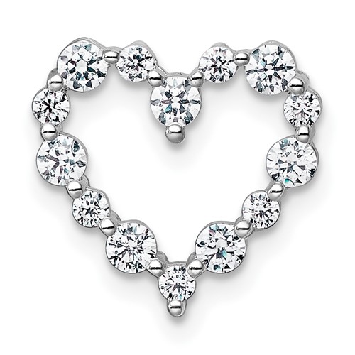 14K White Gold 0.50 Carat Lab Grown Diamond VS+ F+ Complete Heart Chain Slide Pendant