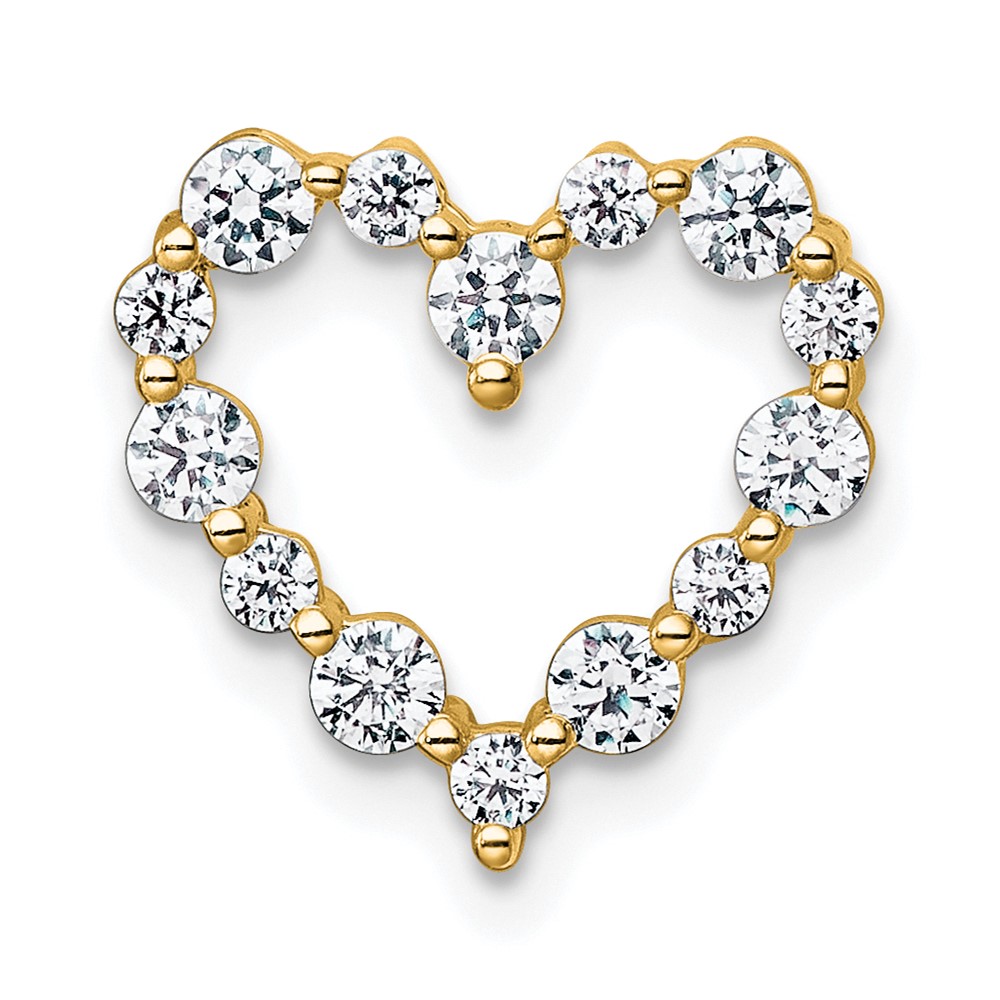 14K Yellow Gold 0.50 Carat Lab Grown Diamond VS+ F+ Complete Heart Chain Slide Pendant