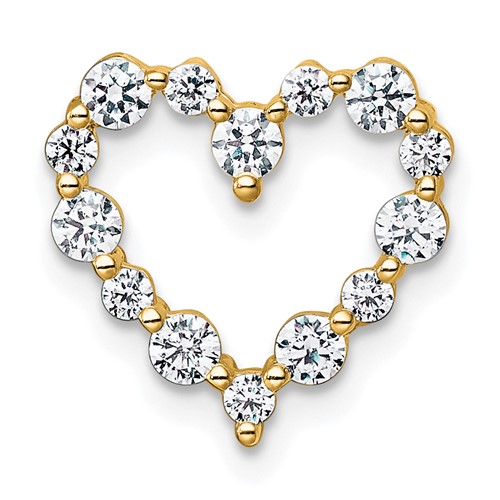 14K Yellow Gold 0.50 Carat Lab Grown Diamond VS+ F+ Complete Heart Chain Slide Pendant