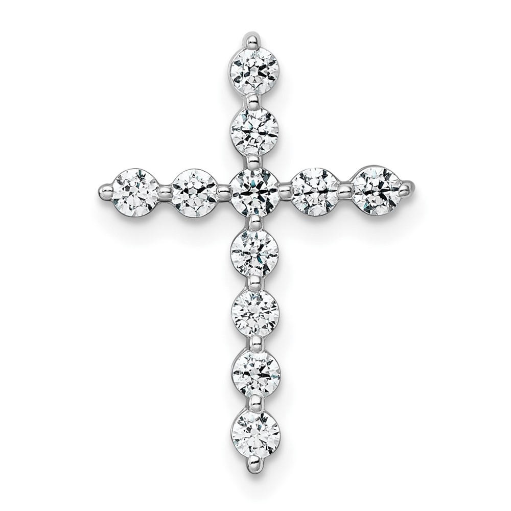 14K White Gold 0.50 Carat Lab Grown Diamond VS+ F+ Complete Cross Chain Slide Pendant