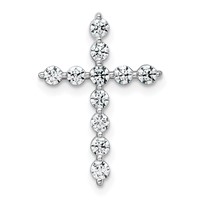 14K White Gold 0.50 Carat Lab Grown Diamond VS+ F+ Complete Cross Chain Slide Pendant view 1