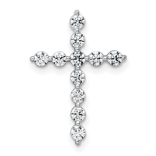 14K White Gold 0.50 Carat Lab Grown Diamond VS+ F+ Complete Cross Chain Slide Pendant