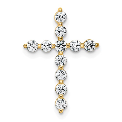 14K Yellow Gold 0.50 Carat Lab Grown Diamond VS+ F+ Complete Cross Chain Slide Pendant