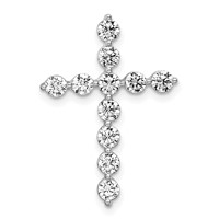 14K White Gold 1 Carat Lab Grown Diamond VS+ F+ Complete Cross Chain Slide Pendant view 1