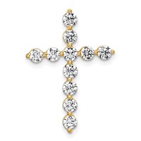 14K Yellow Gold 1 Carat Lab Grown Diamond VS+ F+ Complete Cross Chain Slide Pendant view 1