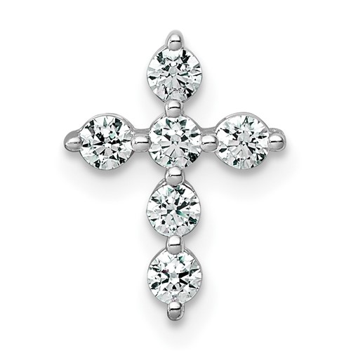 14K White Gold 0.25 Carat Lab Grown Diamond VS+ F+ Complete Cross Chain Slide Pendant