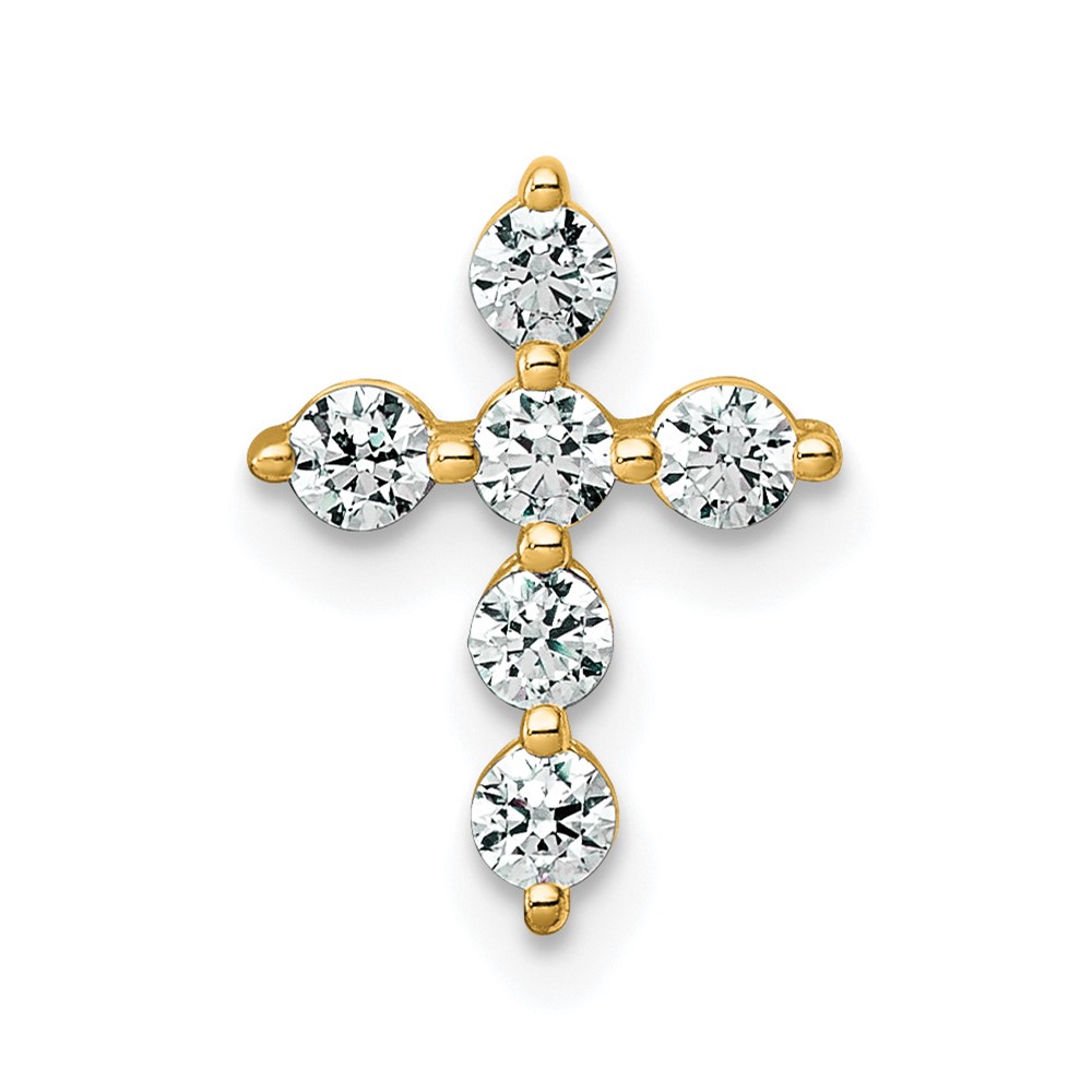 14K Yellow Gold 0.25 Carat Lab Grown Diamond VS+ F+ Complete Cross Chain Slide Pendant