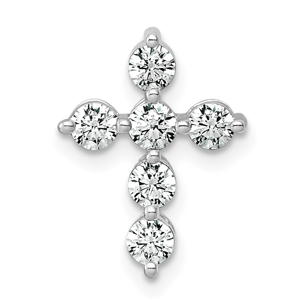 14K White Gold 0.50 Carat Lab Grown Diamond VS+ F+ Complete Cross Chain Slide Pendant