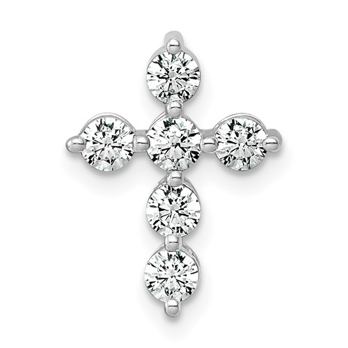 14K White Gold 0.50 Carat Lab Grown Diamond VS+ F+ Complete Cross Chain Slide Pendant