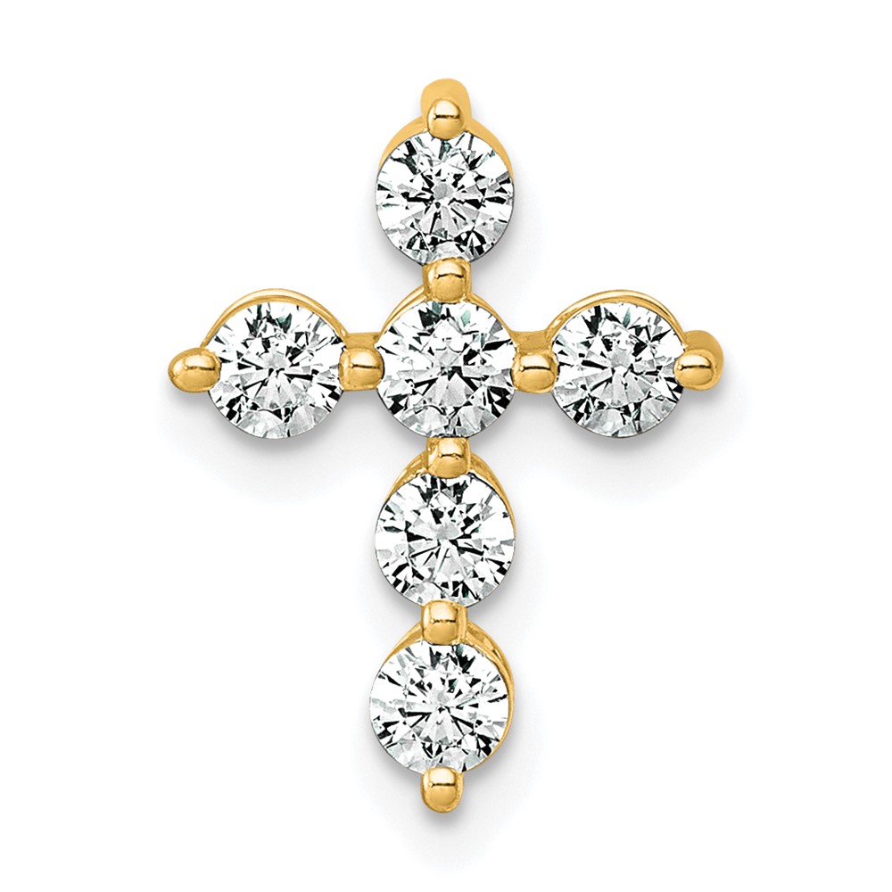 14K Yellow Gold 0.50 Carat Lab Grown Diamond VS+ F+ Complete Cross Chain Slide Pendant