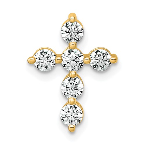 14K Yellow Gold 0.50 Carat Lab Grown Diamond VS+ F+ Complete Cross Chain Slide Pendant