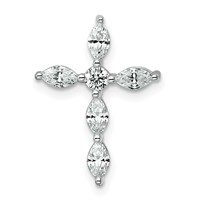 14K White Gold 0.50 Carat Lab Grown Diamond VS+ F+ Complete Cross Chain Slide Pendant view 1