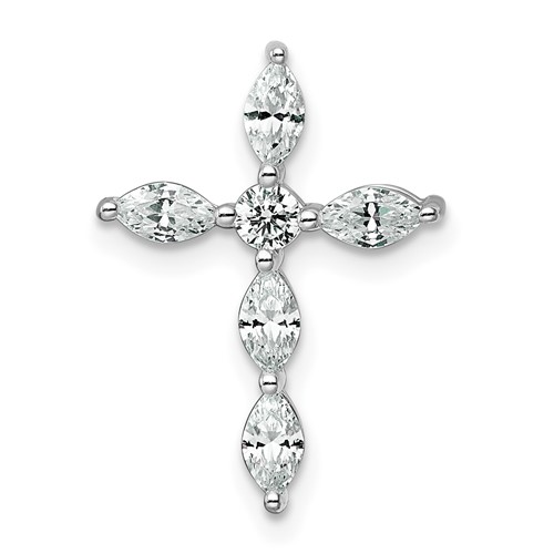 14K White Gold 0.50 Carat Lab Grown Diamond VS+ F+ Complete Cross Chain Slide Pendant