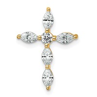 14K Yellow Gold 0.50 Carat Lab Grown Diamond VS+ F+ Complete Cross Chain Slide Pendant view 1