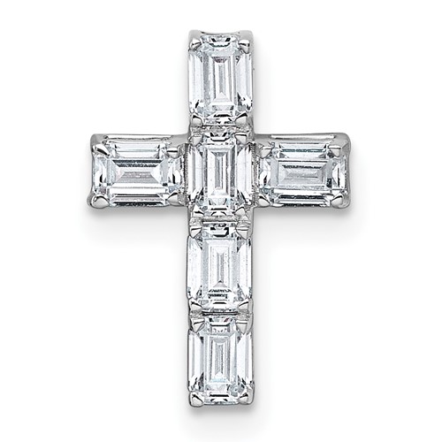 14K White Gold 0.75 Carat Lab Grown Diamond VS+ F+ Complete Cross Chain Slide Pendant