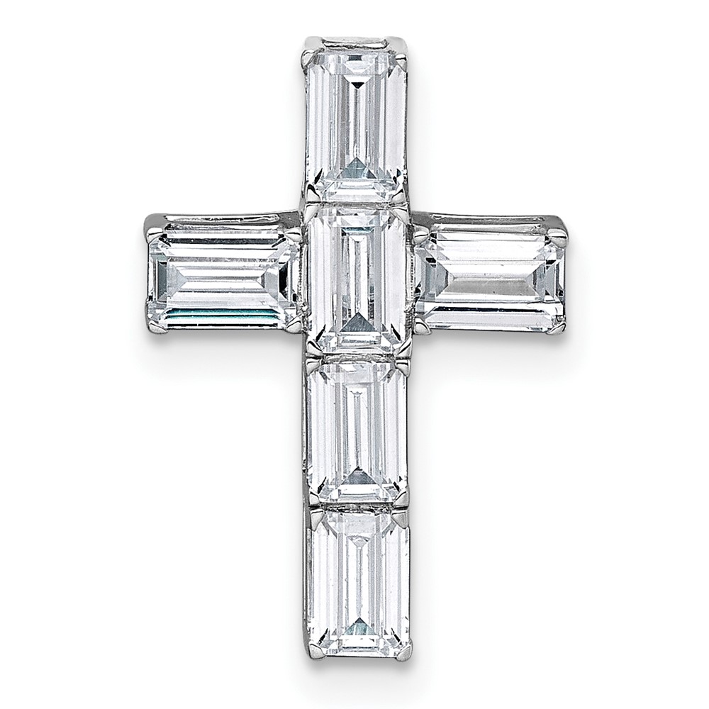 14K White Gold 1.62 Carat Lab Grown Diamond VS+ F+ Complete Cross Chain Slide Pendant