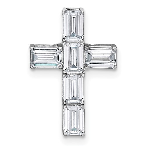 14K White Gold 1.62 Carat Lab Grown Diamond VS+ F+ Complete Cross Chain Slide Pendant