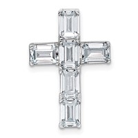 14K White Gold 3 Carat Lab Grown Diamond VS+ F+ Complete Cross Chain Slide Pendant view 1
