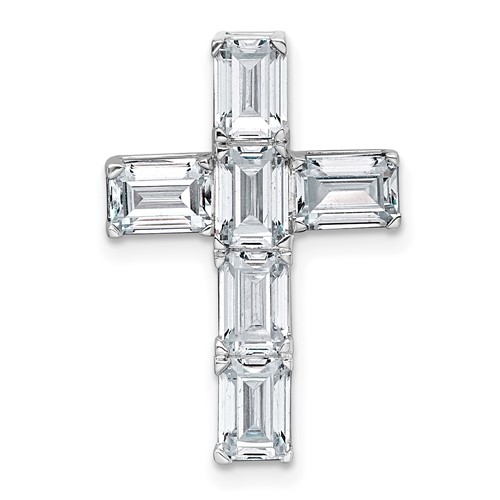 14K White Gold 3 Carat Lab Grown Diamond VS+ F+ Complete Cross Chain Slide Pendant