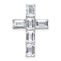 14K White Gold 4.62 Carat Lab Grown Diamond VS+ F+ Complete Cross Chain Slide Pendant view 1