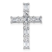 14K White Gold 1 Carat Lab Grown Diamond VS+ F+ Complete Cross Chain Slide Pendant view 1