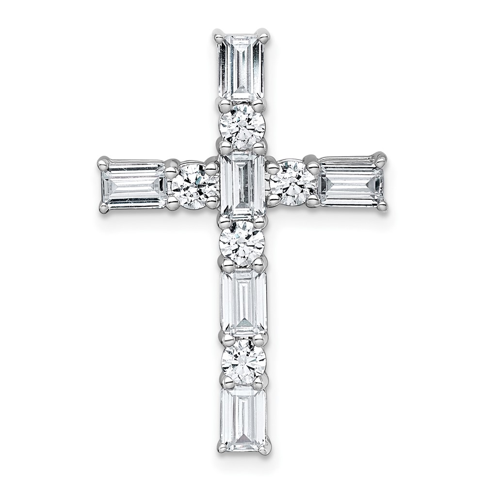 14K White Gold 2.20 Carat Lab Grown Diamond VS+ F+ Complete Cross Chain Slide Pendant