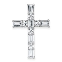 14K White Gold 2.20 Carat Lab Grown Diamond VS+ F+ Complete Cross Chain Slide Pendant view 1