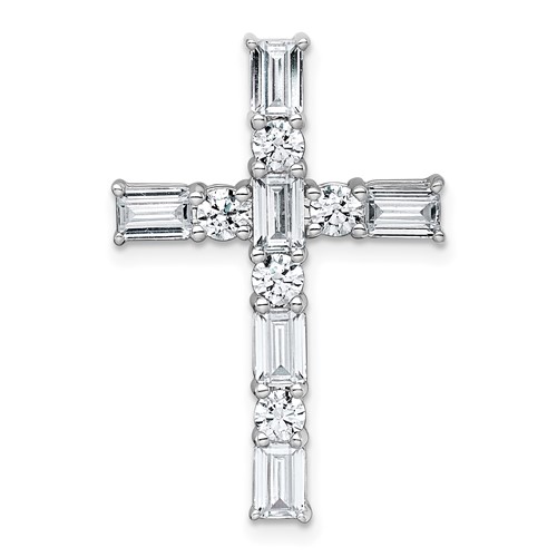 14K White Gold 2.20 Carat Lab Grown Diamond VS+ F+ Complete Cross Chain Slide Pendant