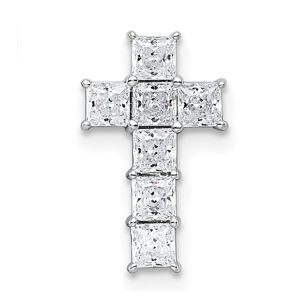 14K White Gold 0.62 Carat Lab Grown Diamond VS+ F+ Complete Cross Chain Slide Pendant
