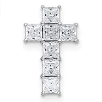 14K White Gold 0.62 Carat Lab Grown Diamond VS+ F+ Complete Cross Chain Slide Pendant view 1
