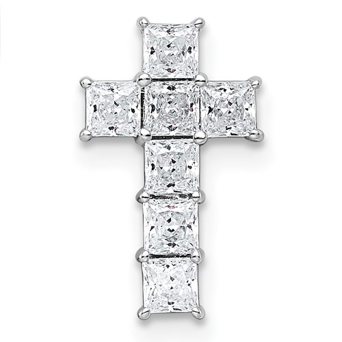 14K White Gold 0.62 Carat Lab Grown Diamond VS+ F+ Complete Cross Chain Slide Pendant