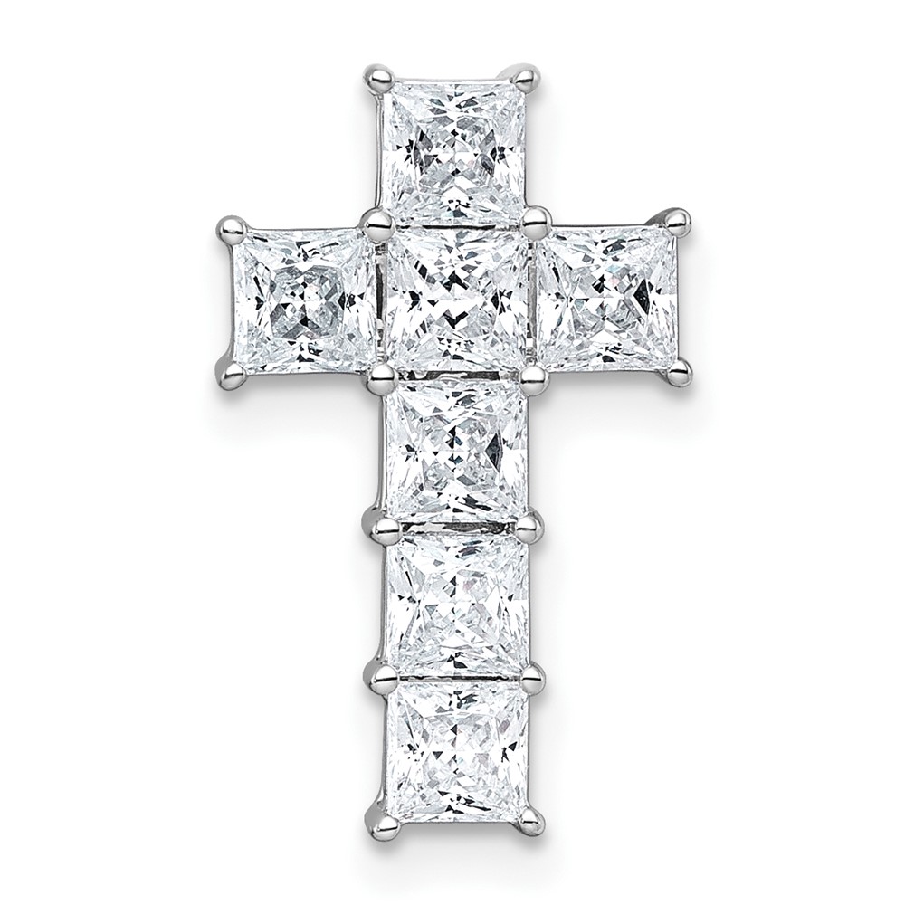 14K White Gold 1.75 Carat Lab Grown Diamond VS+ F+ Complete Cross Chain Slide Pendant
