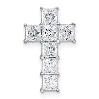 14K White Gold 1.75 Carat Lab Grown Diamond VS+ F+ Complete Cross Chain Slide Pendant view 1