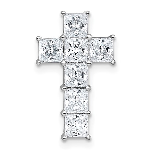 14K White Gold 1.75 Carat Lab Grown Diamond VS+ F+ Complete Cross Chain Slide Pendant