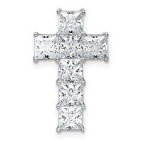 14K White Gold 2.62 Carat Lab Grown Diamond VS+ F+ Complete Cross Chain Slide Pendant view 1