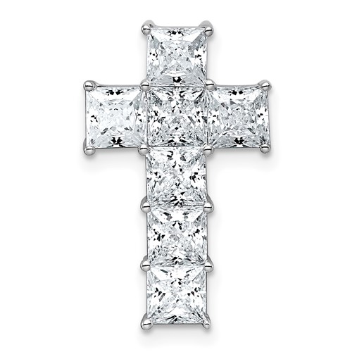 14K White Gold 2.62 Carat Lab Grown Diamond VS+ F+ Complete Cross Chain Slide Pendant