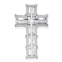 14K White Gold 3.50 Carat Lab Grown Diamond VS+ F+ Complete Cross Chain Slide Pendant view 3