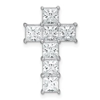 14K White Gold 3.50 Carat Lab Grown Diamond VS+ F+ Complete Cross Chain Slide Pendant view 1