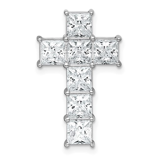 14K White Gold 3.50 Carat Lab Grown Diamond VS+ F+ Complete Cross Chain Slide Pendant