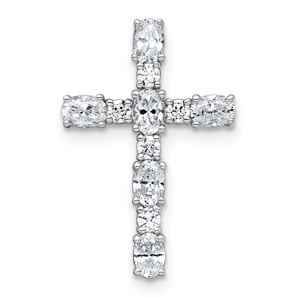 14K White Gold 0.62 Carat Lab Grown Diamond VS+ F+ Complete Cross Chain Slide Pendant