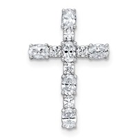 14K White Gold 0.62 Carat Lab Grown Diamond VS+ F+ Complete Cross Chain Slide Pendant view 1