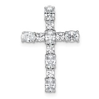 14K White Gold 1 Carat Lab Grown Diamond VS SI+ G+ Complete Cross Chain Slide Pendant view 1