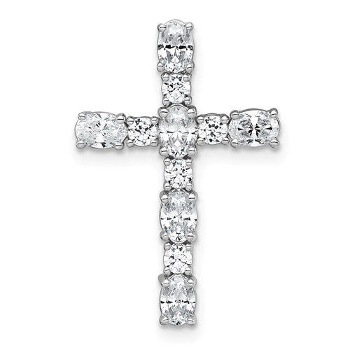 14K White Gold 1 Carat Lab Grown Diamond VS+ F+ Complete Cross Chain Slide Pendant