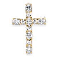 14K Yellow Gold 1 Carat Lab Grown Diamond VS SI+ G+ Complete Cross Chain Slide Pendant view 1