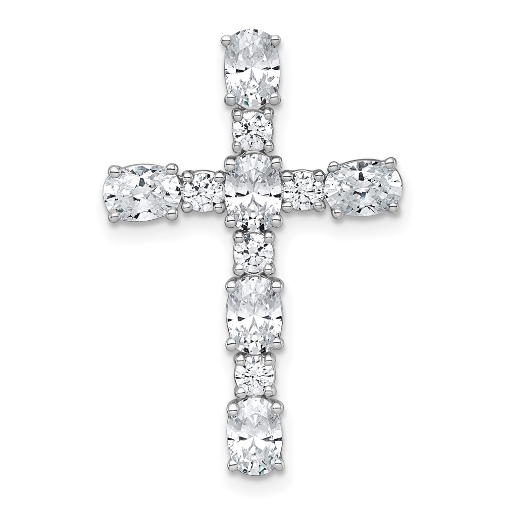 14K White Gold 1.75 Carat Lab Grown Diamond VS+ F+ Complete Cross Chain Slide Pendant