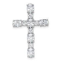 14K White Gold 1.75 Carat Lab Grown Diamond VS+ F+ Complete Cross Chain Slide Pendant view 1